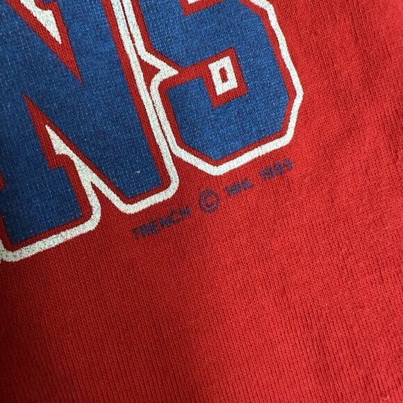 Vintage Montreal Canadiens T-Shirt Single Stitch Red 1989 80s NHL Trench XL - Picture 4 of 9